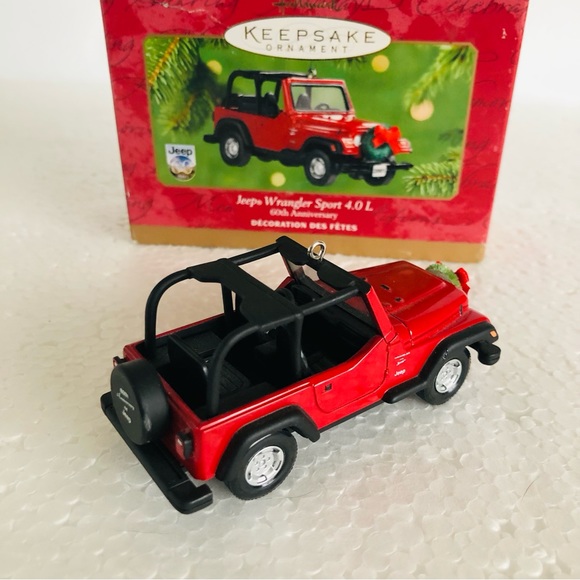 Hallmark 60th Anniversary Jeep Wrangler Sport 4.0 L Red 2001 Christmas Ornament - Picture 9 of 11